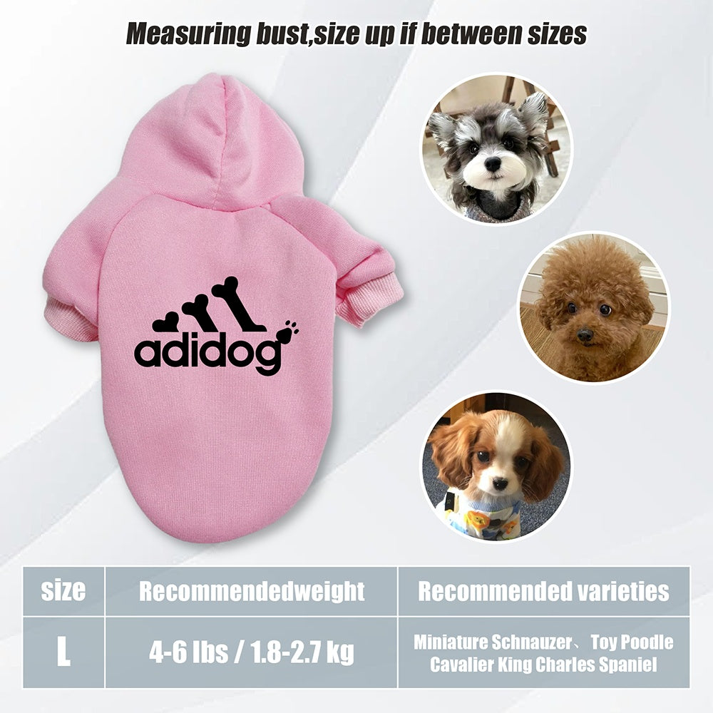 Sweat à capuche doux et chaud pour chien S-2XL avec motif empreintes de pattes et os,