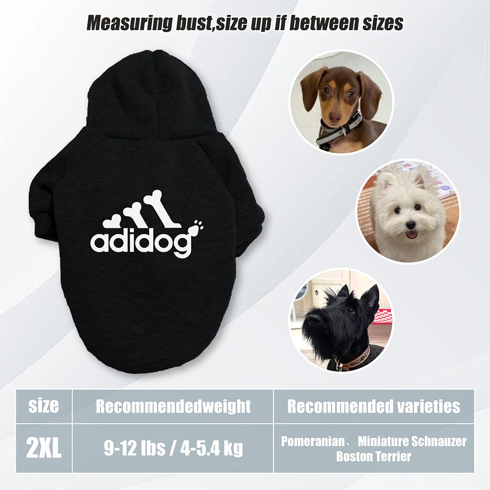 Sweat à capuche doux et chaud pour chien S-2XL avec motif empreintes de pattes et os,