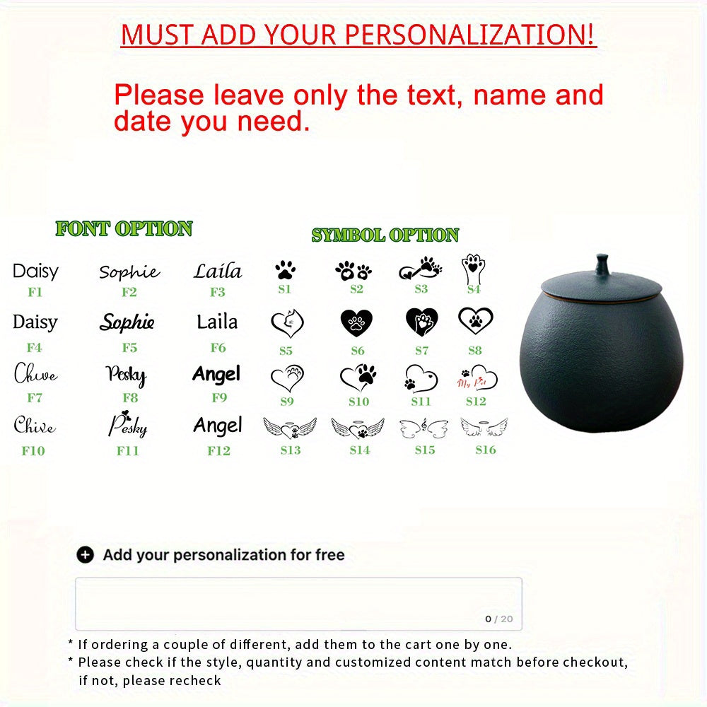 Urne céramique personnalisable – Nom, date & symbole – photo produit 15
