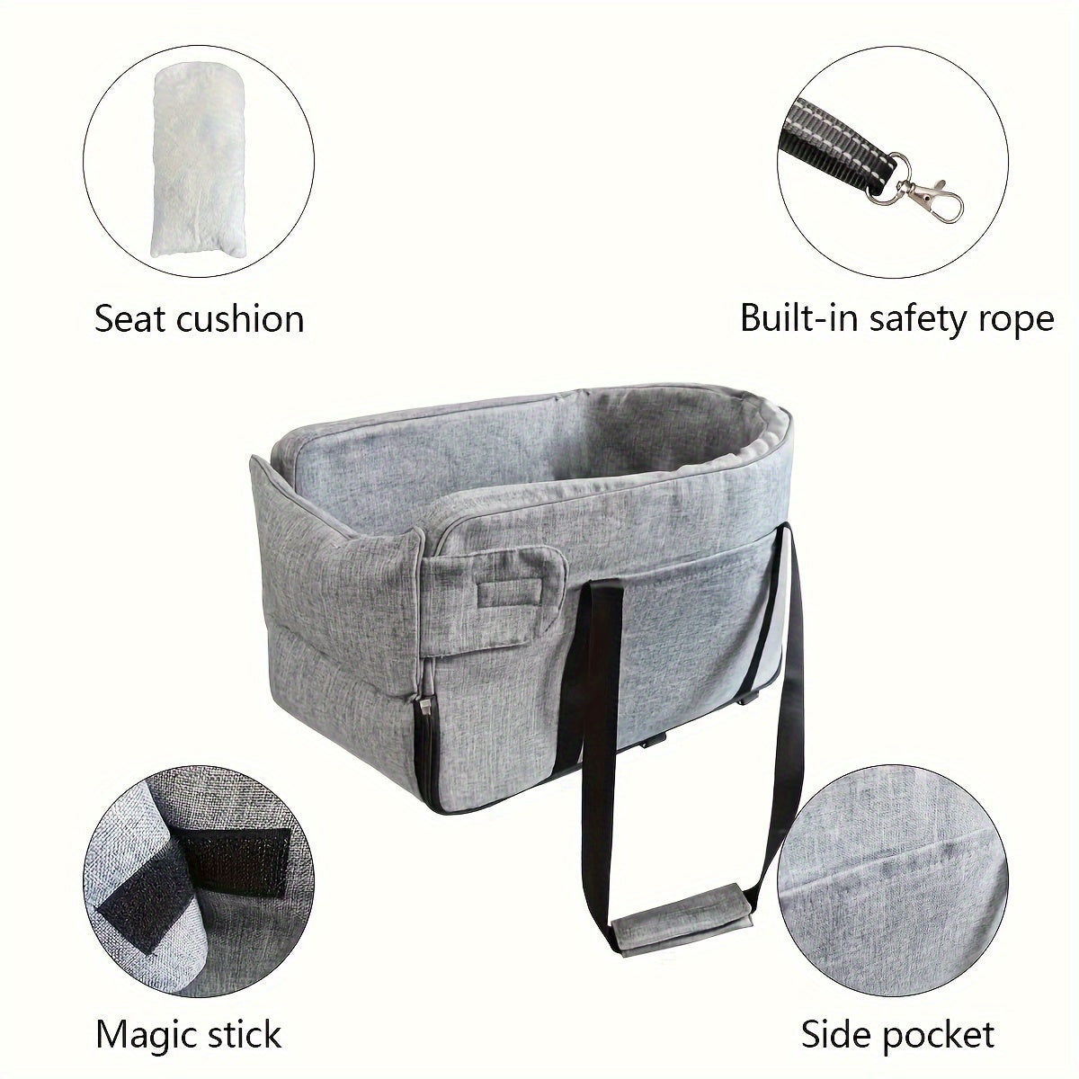 Pet Booster Seat For Cars, Dog Car Carrier With Safety Harness, Central Control Pet Nest, Portable Travel Vehicle Pet Bed