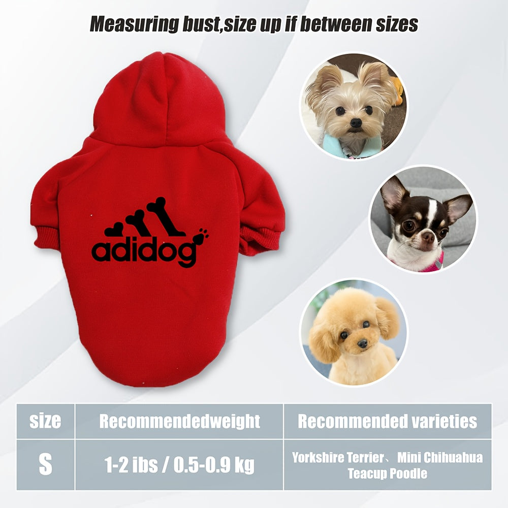 Sweat à capuche doux et chaud pour chien S-2XL avec motif empreintes de pattes et os,