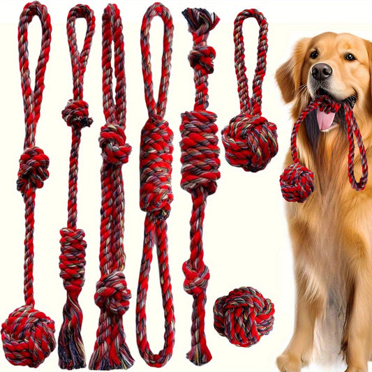 Lot de 9 jouets en corde pour chien – Mastication & traction – photo produit 2