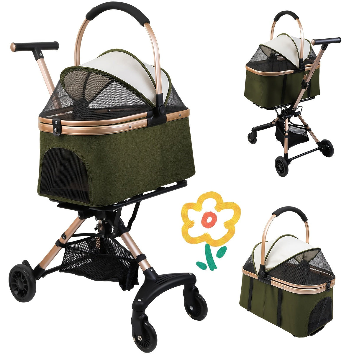 Poussette respirante pliable – Roues 360° – photo produit 10