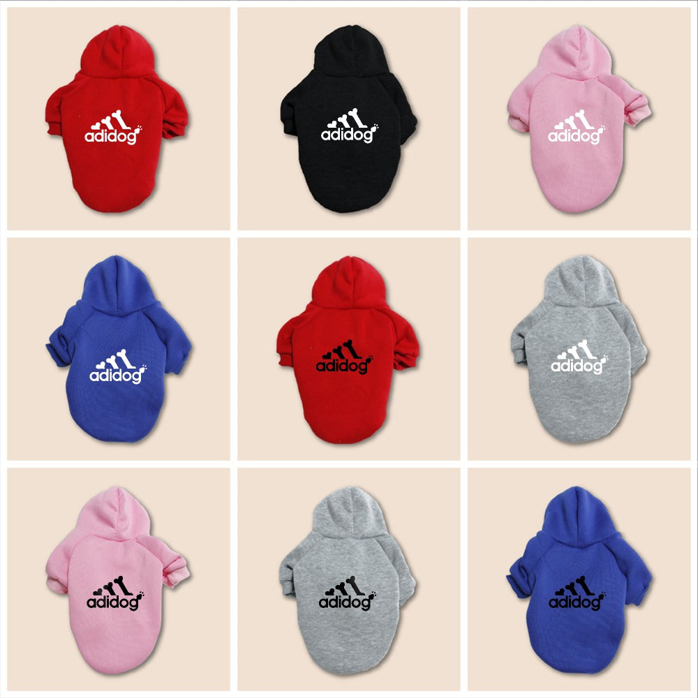 Sweat à capuche doux et chaud pour chien S-2XL avec motif empreintes de pattes et os,