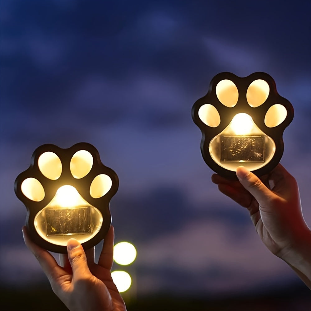 4 pièces de lumières LED solaires en forme de patte de chien - Décoration intelligente pour jardin et pelouse avec capteur intelligent, design mignon en forme de patte, blanc chaud et blanc froid