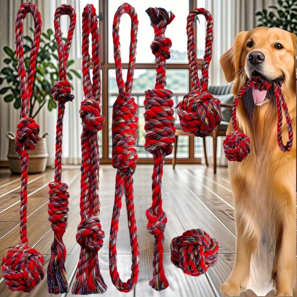 Lot de 9 jouets en corde pour chien – Mastication & traction – vue principale