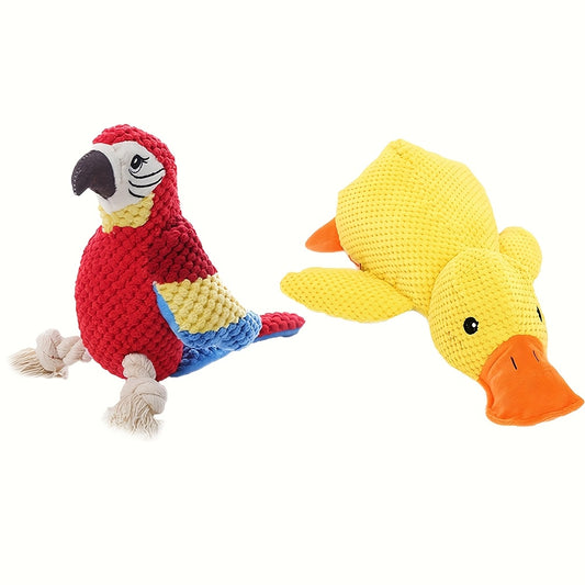 Jouets pour chiens résistants aux mâchouillements - Jouets à mâcher en peluche résistants aux déchirures et qui couinent, pour chiots et perroquets, sans piles, sans danger pour les mâcheurs agressifs, les chiens de gr