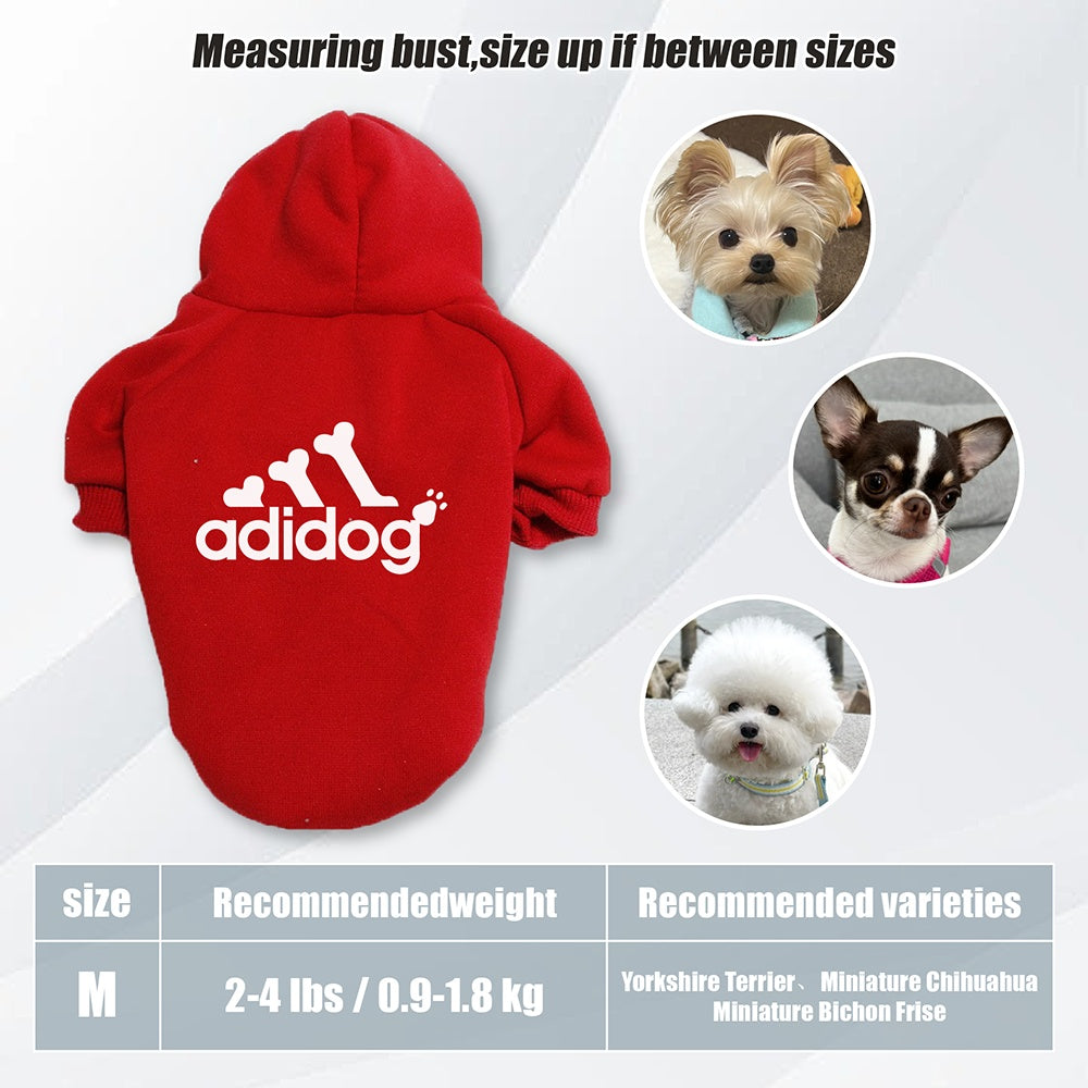 Sweat à capuche doux et chaud pour chien S-2XL avec motif empreintes de pattes et os,