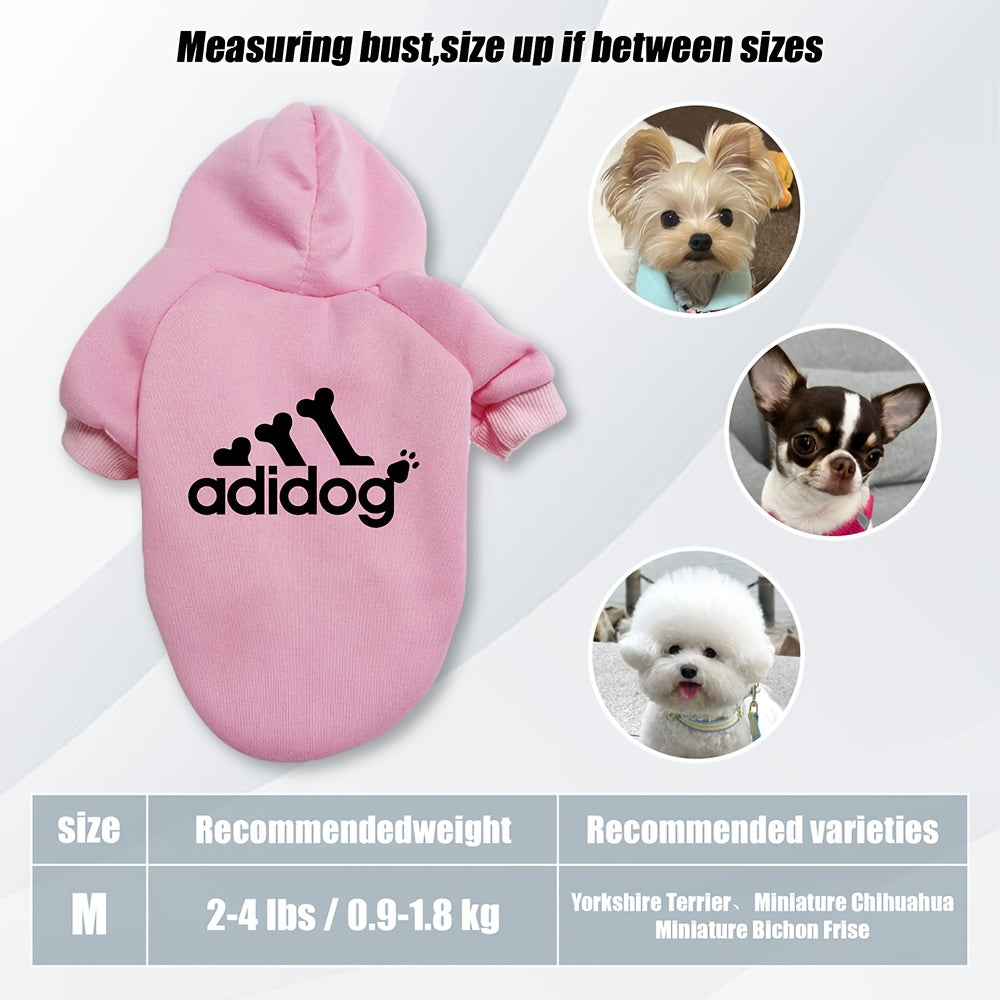 Sweat à capuche doux et chaud pour chien S-2XL avec motif empreintes de pattes et os,