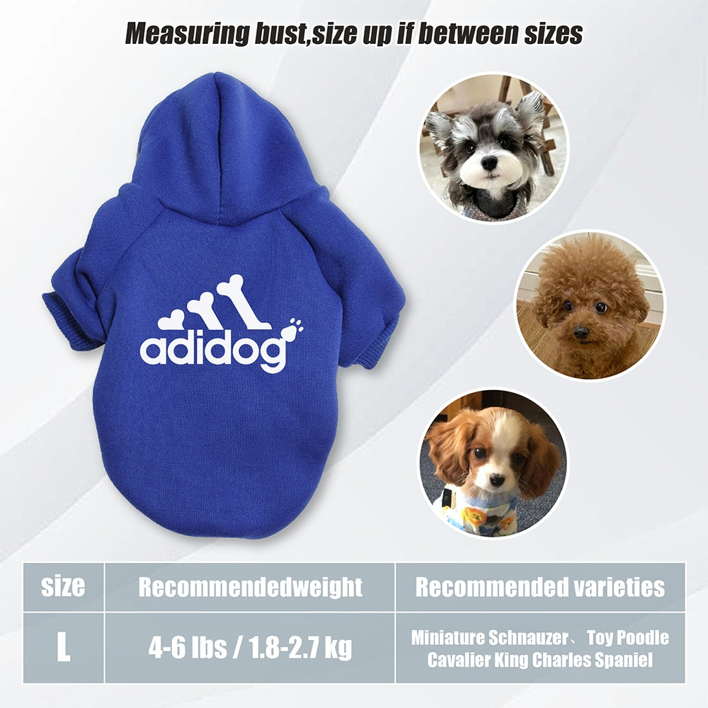 Sweat à capuche doux et chaud pour chien S-2XL avec motif empreintes de pattes et os,