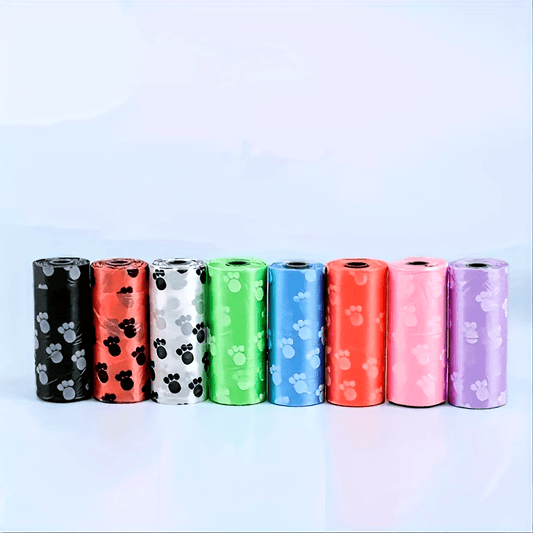 8 rouleaux de sacs pour excréments d'animaux pour les promenades en extérieur, diverses couleurs aléatoires