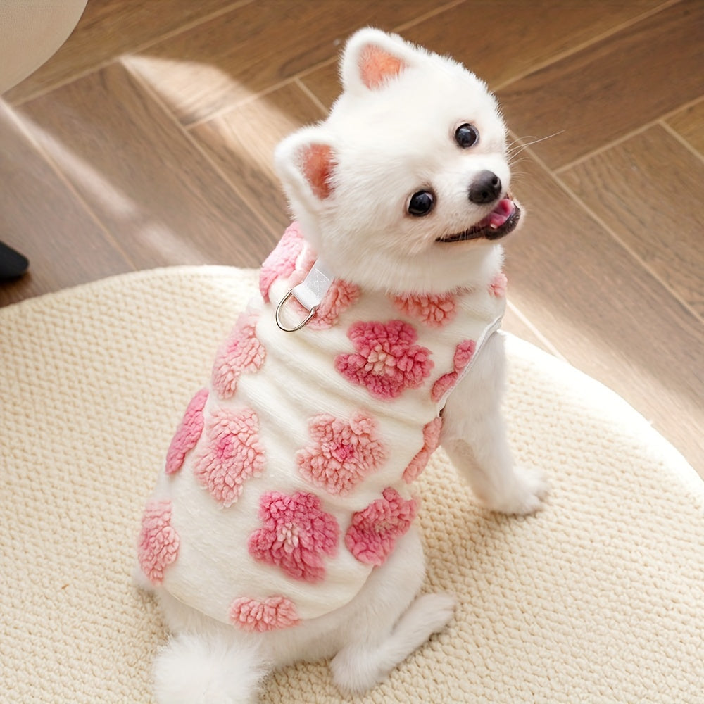Pull polaire fleuri pour chien – Anneau intégré – photo produit 7