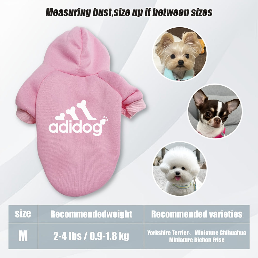 Sweat à capuche doux et chaud pour chien S-2XL avec motif empreintes de pattes et os,