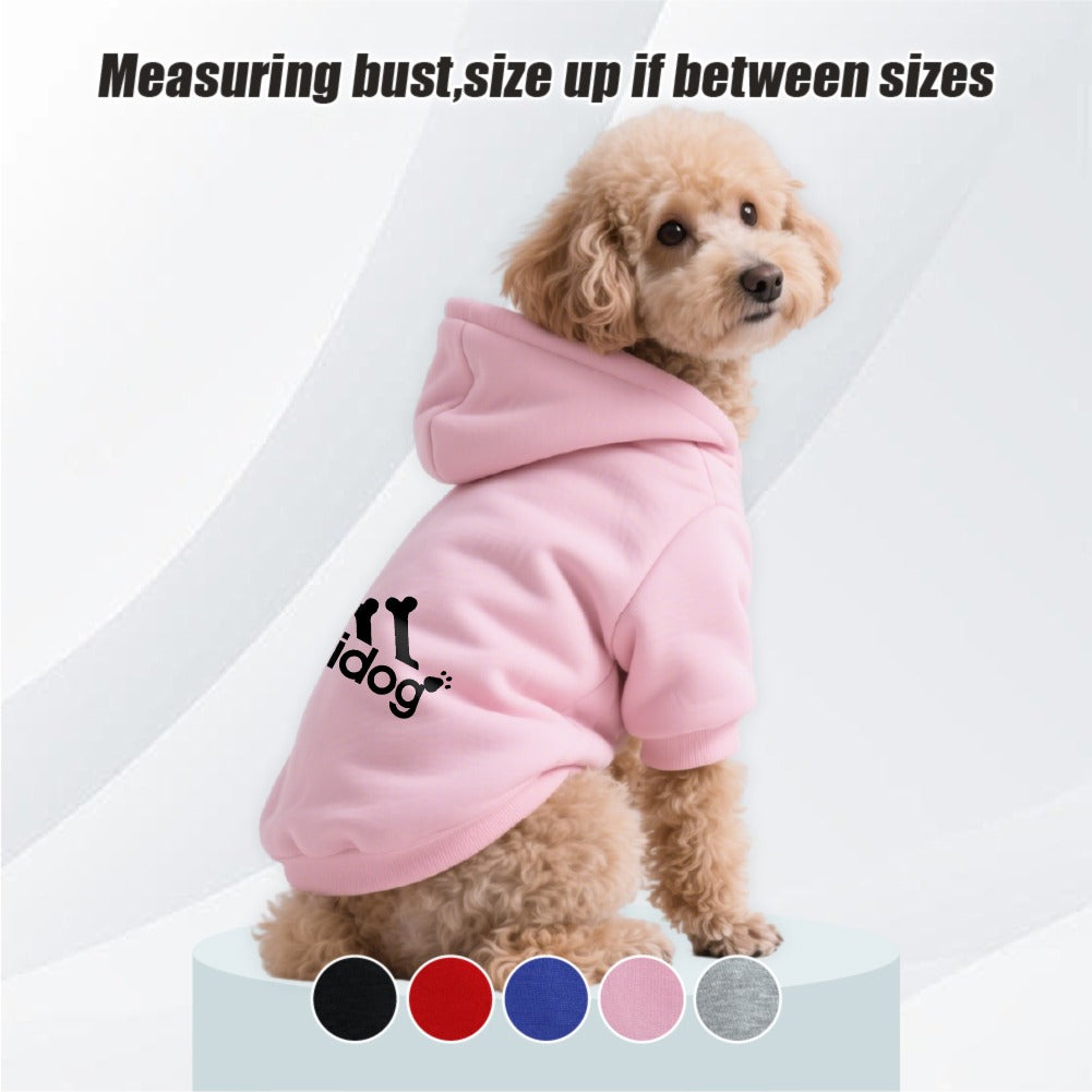Sweat à capuche doux et chaud pour chien S-2XL avec motif empreintes de pattes et os,