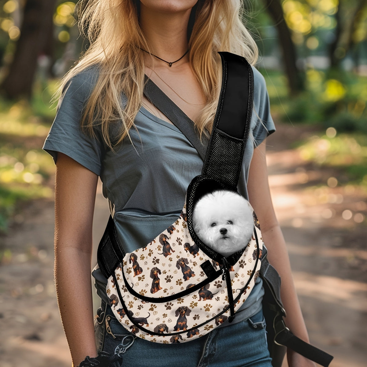 Sac bandoulière imprimé – Chiot & petit chien – photo produit 8
