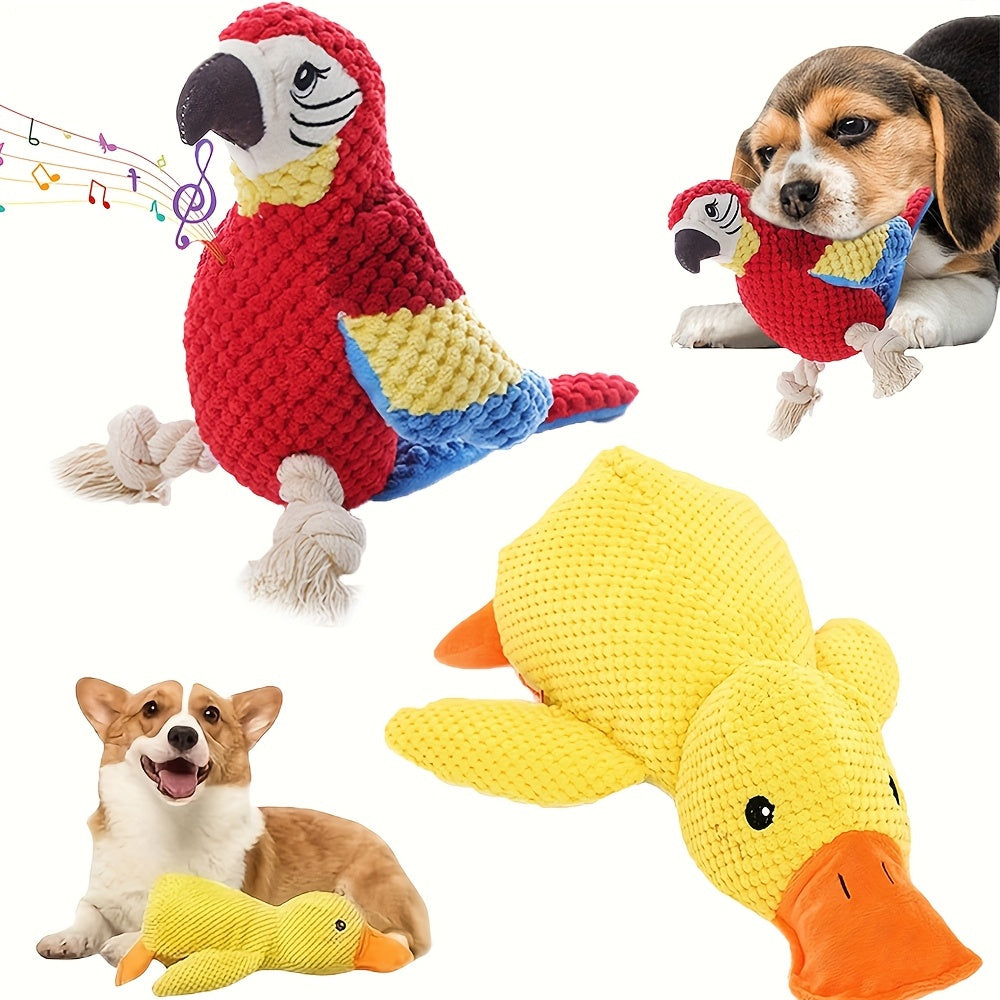 Jouets pour chiens résistants aux mâchouillements - Jouets à mâcher en peluche résistants aux déchirures et qui couinent, pour chiots et perroquets, sans piles, sans danger pour les mâcheurs agressifs, les chiens de gr