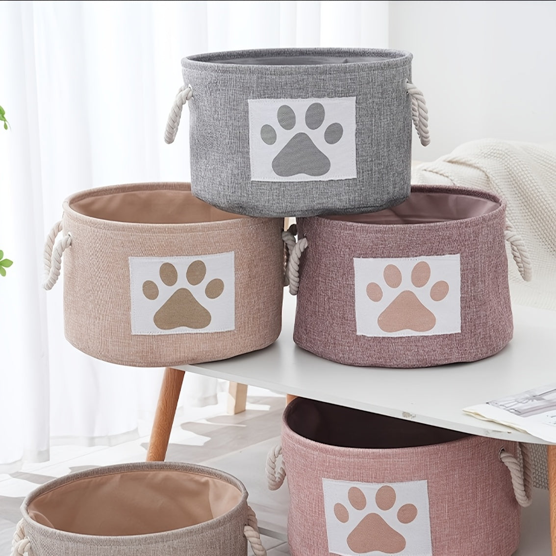Panier de rangement en toile – Motif pattes – vue principale