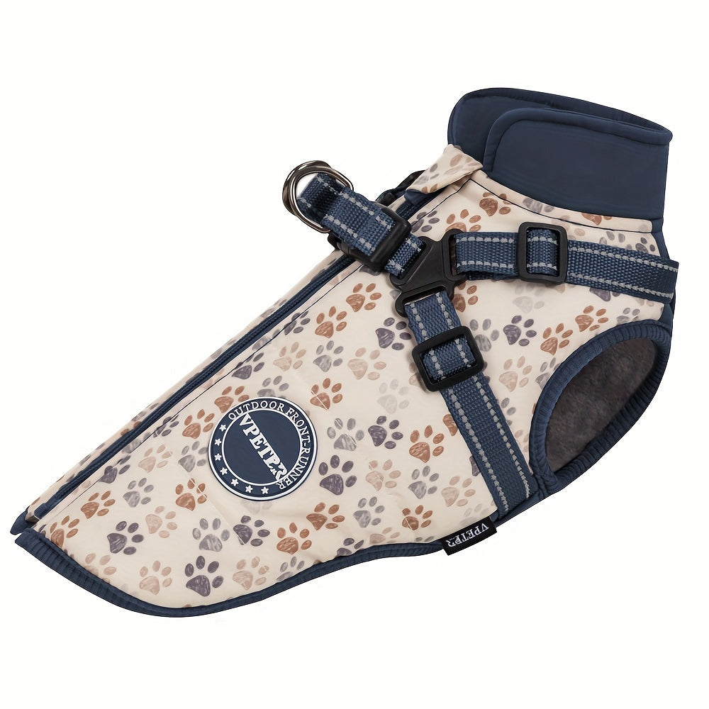 Manteau chaud avec harnais intégré – Motif pattes – photo produit 13