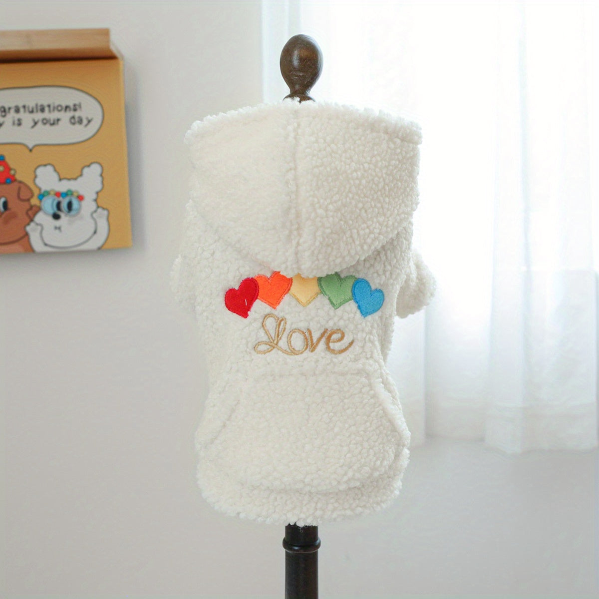 Sweat polaire blanc – Petits cœurs multicolores – photo produit 9