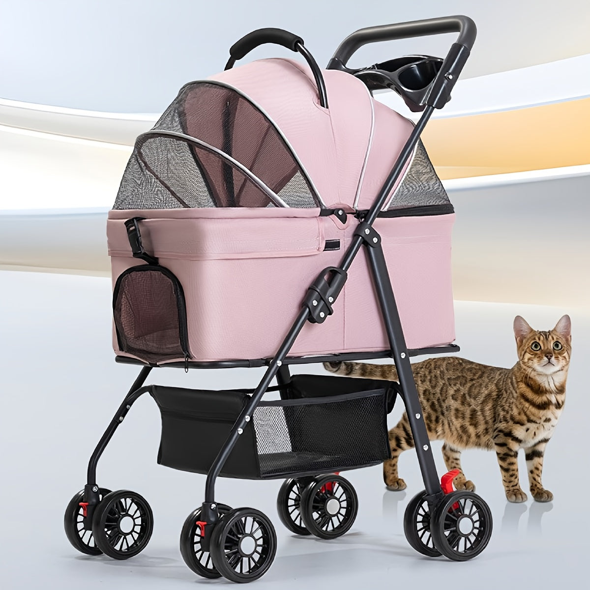Poussette pliable 4 roues – Panier de rangement – photo produit 6
