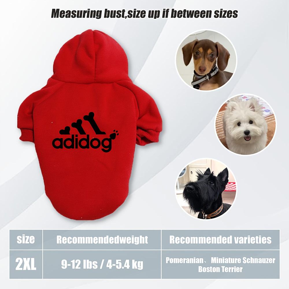 Sweat à capuche doux et chaud pour chien S-2XL avec motif empreintes de pattes et os,