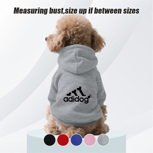 Sweat à capuche doux et chaud pour chien S-2XL avec motif empreintes de pattes et os,
