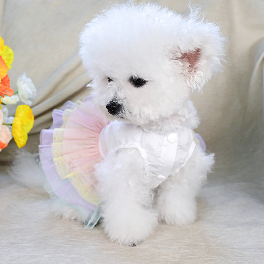 Robe en tulle multi couleurs, "Ma 1ère Pâques", pour chiot et petits chiens, facile à enfiler et légère à porter