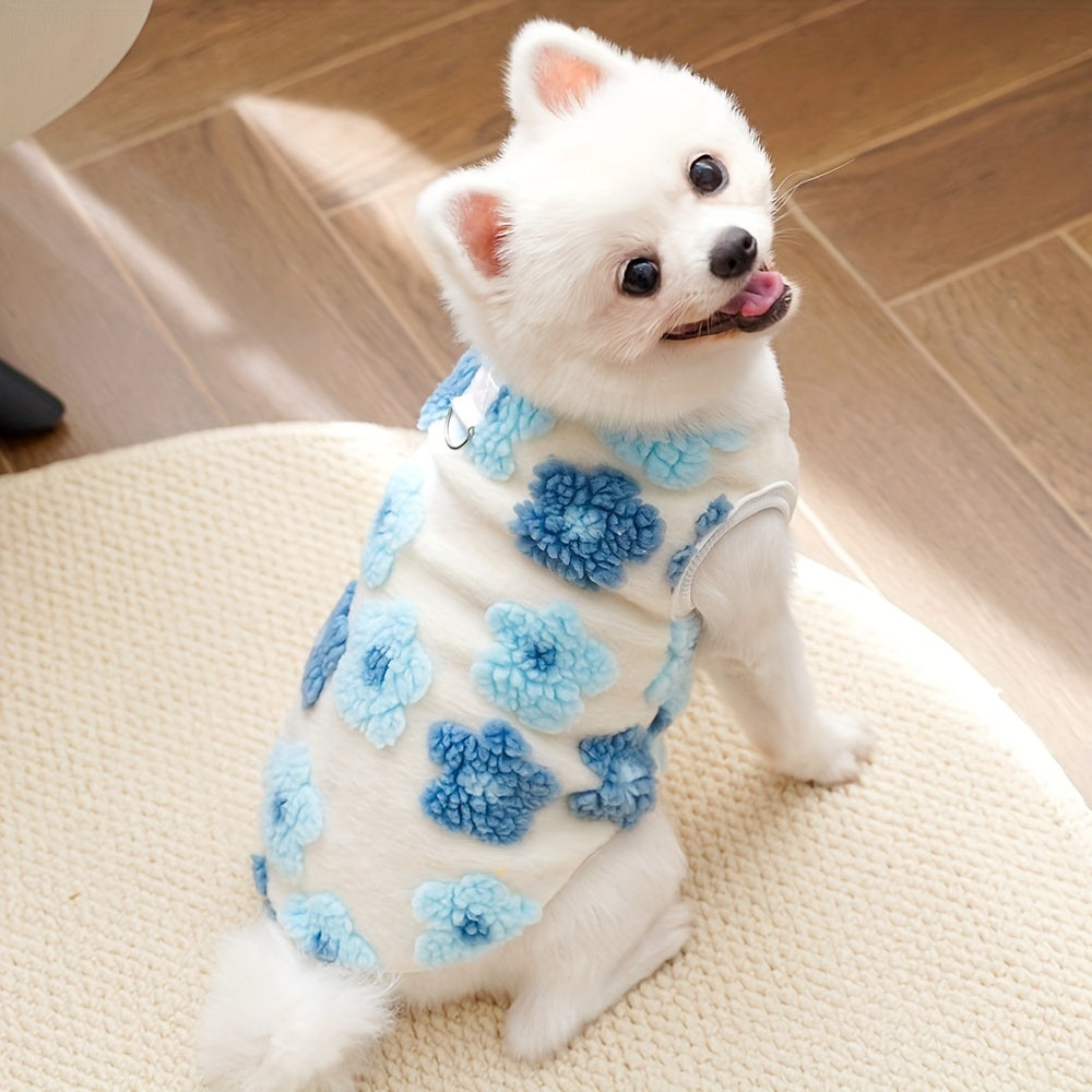 Pull polaire fleuri pour chien – Anneau intégré – photo produit 6