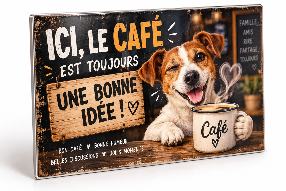 Plaque métal 10 × 15 cm coins droits non percée – création humour