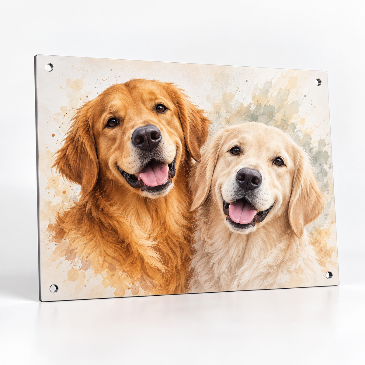 Plaque métal 20 × 25 cm percée – exemple secondaire chiens
