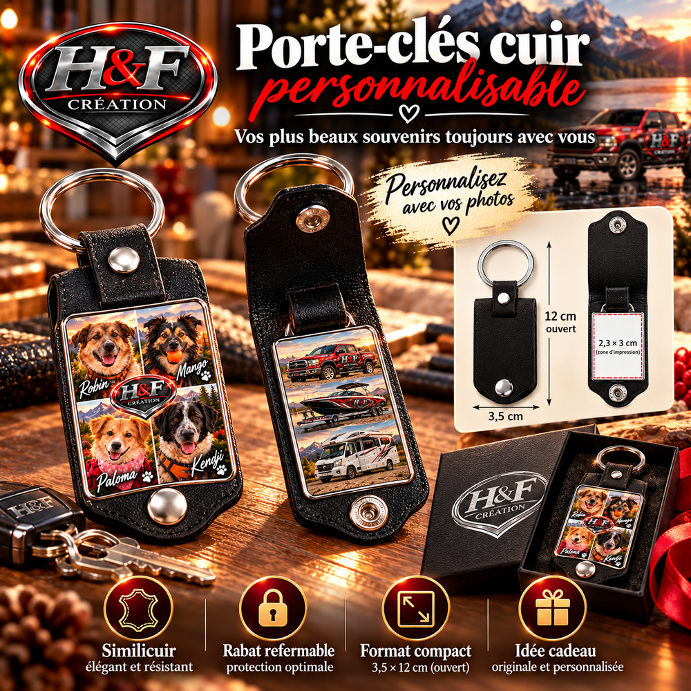 Porte-clé cuir refermable