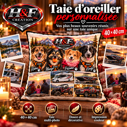 TAIE D’OREILLER PERSONNALISÉE 40 × 40 CM