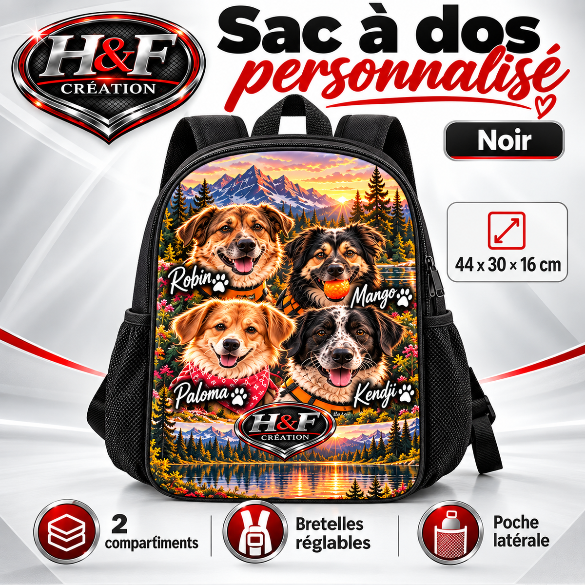 Sac à dos personnalisé — Noir
