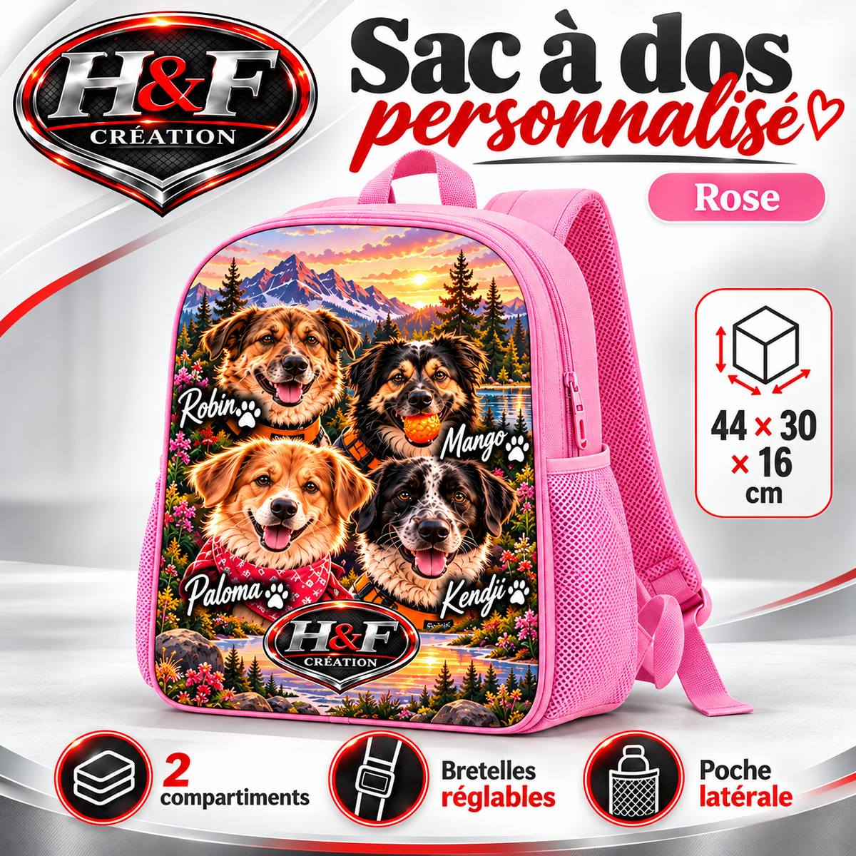 Sac à dos personnalisé — Rose